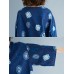 Loose Print O-neck 3/4 Sleeve Vintage Blouse