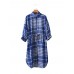 Casual Women Plaid Drawstring Waist Shirt Dress