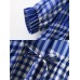 Casual Women Plaid Drawstring Waist Shirt Dress