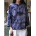 Vintage Floral Print Plate Buckle Stand Collar Blouse