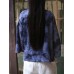 Vintage Floral Print Plate Buckle Stand Collar Blouse