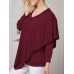 Women Solid Color Long Sleeve Irregular Hem Blouse