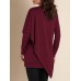 Women Solid Color Long Sleeve Irregular Hem Blouse