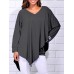 Women Solid Color Long Sleeve Irregular Hem Blouse