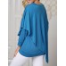 Women Solid Color Long Sleeve Irregular Hem Blouse