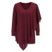 Women Solid Color Long Sleeve Irregular Hem Blouse