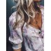 Women Casual V-Neck 3/4 Sleeve Button T-Shirts