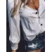 Women Casual V-Neck 3/4 Sleeve Button T-Shirts