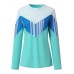 Women Casual Color-Block Patchwork Long Sleeve Blouse
