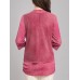Elegant Women O-neck Patchwork 3/4 Sleeve Blouse Elegant Women O-neck Patchwork 3/4 Sleeve Blouse