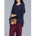 Casual Women Solid Color Long Sleeve High Low Blouse