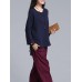 Casual Women Solid Color Long Sleeve High Low Blouse