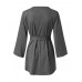 Women Solid Color Irregular Hem Half Sleeve Blouse