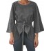 Women Solid Color Irregular Hem Half Sleeve Blouse
