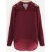Women Casual Patchwork Hollow Chiffon Blouse