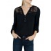 Women Casual Patchwork Hollow Chiffon Blouse