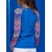 Women Casual Patchwork Crew Neck Long Sleeve Blouse