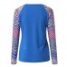 Women Casual Patchwork Crew Neck Long Sleeve Blouse