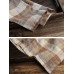 Women Long Sleeve Stand Collar Button Plaid Vintage Blouse