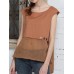 Women Sleeveless Patchwork Solid Color Tops