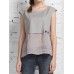 Women Sleeveless Patchwork Solid Color Tops