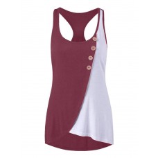 Women Casual Patchwork Irregular Hem Tank Tops