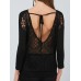 Women Casual Crew Neck Lace Backless Hollow T-shirts Women Casual Crew Neck Lace Backless Hollow T-shirts