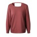Women Casual Backless Long Sleeve Irregular Hem Blouse