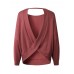 Women Casual Backless Long Sleeve Irregular Hem Blouse