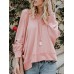 Women Casual Backless Long Sleeve Irregular Hem Blouse