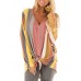 Casual Women V Neck Button Stripe Long Sleeve Blouse
