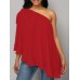 Women Solid Color Off Shoulder Chiffon Blouse