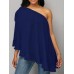 Women Solid Color Off Shoulder Chiffon Blouse