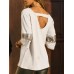 Casual Women Sequin Patchwork Backless 3/4 Sleeve Blouse