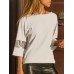 Casual Women Sequin Patchwork Backless 3/4 Sleeve Blouse