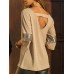 Casual Women Sequin Patchwork Backless 3/4 Sleeve Blouse