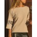 Casual Women Sequin Patchwork Backless 3/4 Sleeve Blouse