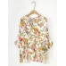 Casual Women Floral Print V-neck 3/4 Sleeve Asymmetric Blouse