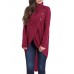 Women Pure Color Turtle Neck Long Sleeve Swallowtails Blouse
