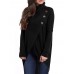 Women Pure Color Turtle Neck Long Sleeve Swallowtails Blouse