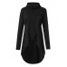 Women Pure Color Turtle Neck Long Sleeve Swallowtails Blouse