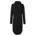 Women Pure Color Turtle Neck Long Sleeve Swallowtails Blouse