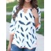 Casual Women Long Sleeve Loose Feather Print Blouse