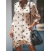 Women Long Sleeve Polka Dot Print Stand Collar Shirt Dress Women Long Sleeve Polka Dot Print Stand Collar Shirt Dress