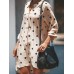 Women Long Sleeve Polka Dot Print Stand Collar Shirt Dress Women Long Sleeve Polka Dot Print Stand Collar Shirt Dress