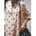 Women Long Sleeve Polka Dot Print Stand Collar Shirt Dress Women Long Sleeve Polka Dot Print Stand Collar Shirt Dress
