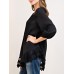 Women Solid Color Lace Patchwork 3/4 Sleeve Blouse