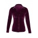Women Button Turn-Down Collar Winter Long Sleeve Velvet Blouse