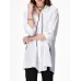 Women Cotton Loose Hollow Adjustable Sleeve Button Blouse