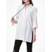 Women Cotton Loose Hollow Adjustable Sleeve Button Blouse